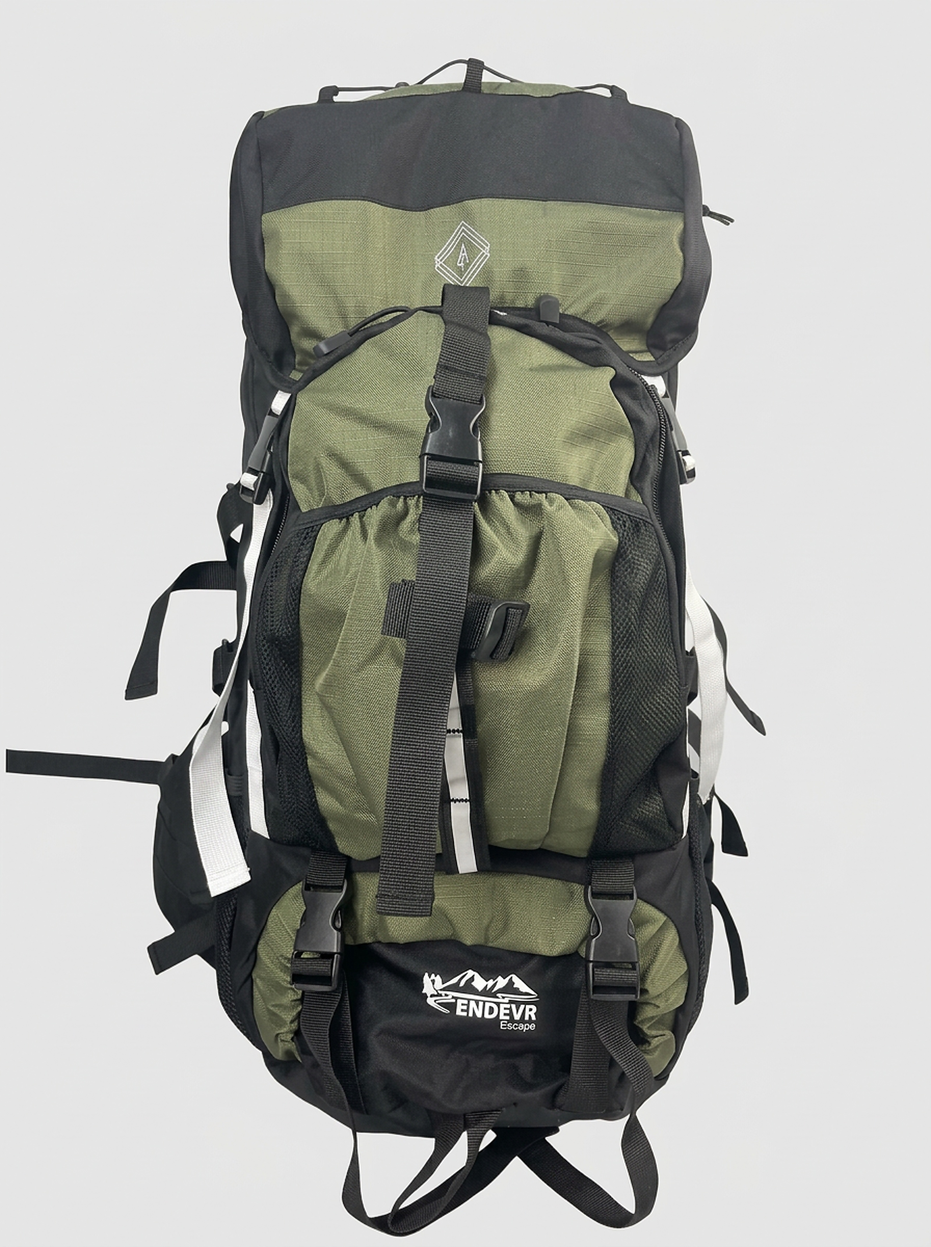 The Endevr 55 backpack in deep forest olive